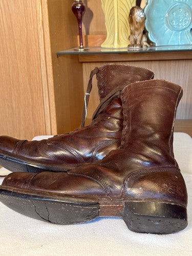 Original WW2 US Army Paratrooper Jump Boots Brown Leather Cap Toe Size 11.5 11 - Image 8