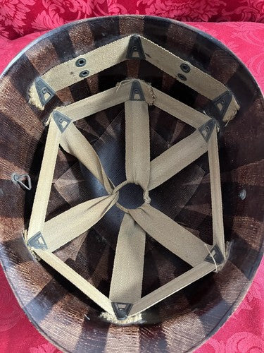 Rare US WW2 M1 Helmet 7AWR Stencil Front Seam Swivel Bale Kennedy Liner - Image 17