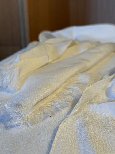 WWII Era Vintage White Silk Aviator Scarf Monogram RE Made in France 15x65 Mint - Image 7