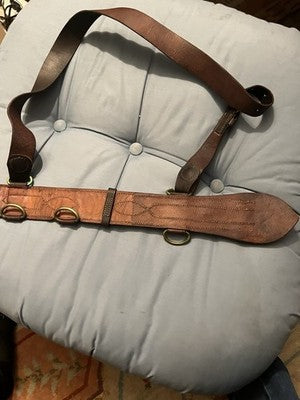 WW1 US Army Officer Sam Browne Belt & Cross Strap Russet Leather Brass Original - Image 7