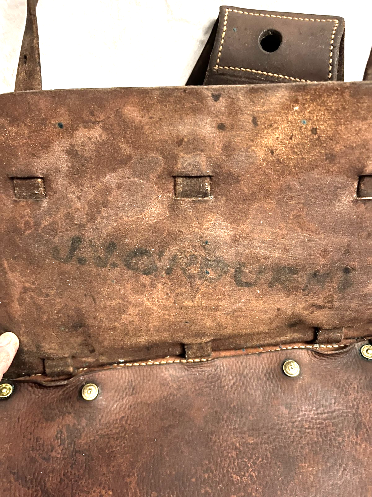 Original WW1 US McClellan Russet Leather Saddlebags Trooper Signed Cavalry Gear - Image 10