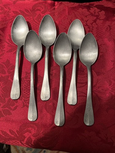 Six WW2 German Aluminum Dinner Spoons Wehrmacht Issue Reading Germany Mess Hall