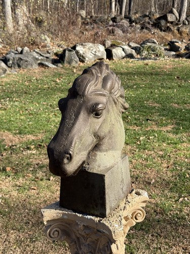 Vintage 1940s Cast Iron Large Horse Head Sculpture Greek Style Bust 38lb WWII - Image 7