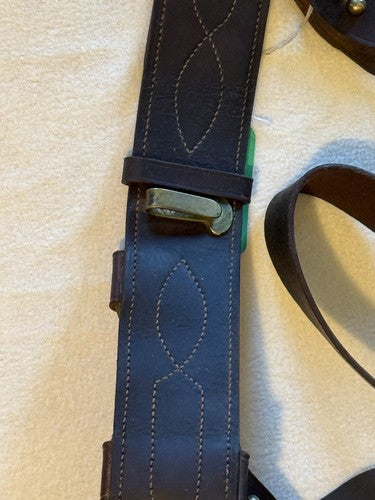 WW1 US Army Officer Sam Browne Belt & Cross Strap Russet Leather Brass Original - Image 3