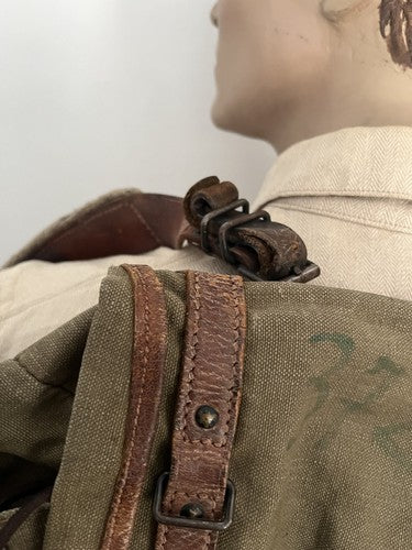 WW2 German Wehrmacht M34 Heavy Canvas Rucksack Backpack ID 2-Strap 2-Pocket - Image 4