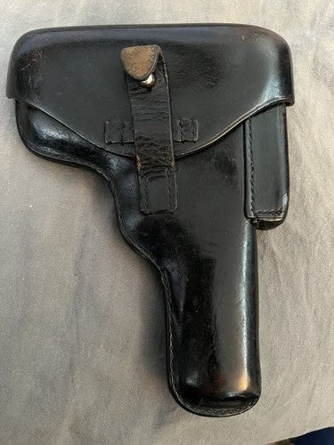 Original Belgian WW2 Browning Hi-Power P35 Black Leather Holster Mag Pouch 28739 - Image 3