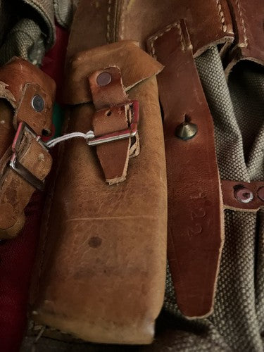 WW2 German MP44 STG44 Magazine Ammo Pouch Set Canvas Leather Yugoslavian-Made - Image 7