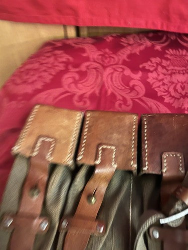 WW2 German MP44 STG44 Magazine Ammo Pouch Set Canvas Leather Yugoslavian-Made - Image 10