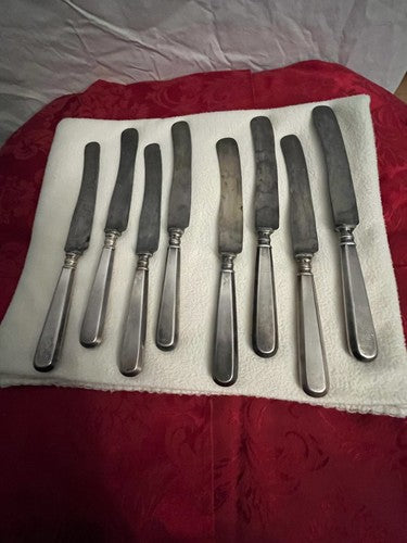 8 Rare Vintage German WW2 Dinner Knives WMF Cutlery 10" Wurttembergische Metall - Image 2