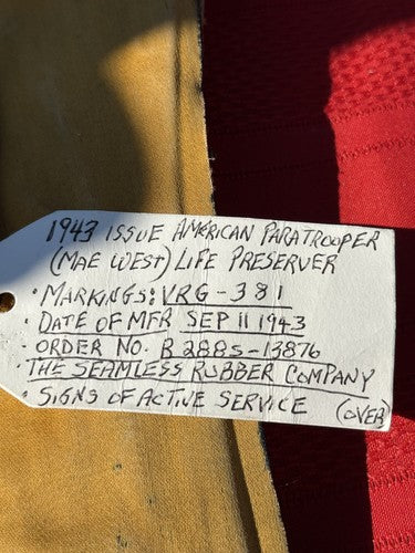 WW2 1943 Type B-4 Mae West Life Preserver Vest Paratrooper Seamless Rubber Co - Image 7