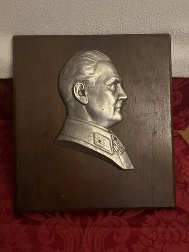 WWI German Fighter Ace Silver Alloy Plaque High Relief Walnut Hermann Goering