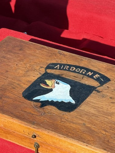 WW2 US Army 101st Airborne Officer Wooden Personal Effects Box Hand Painted Unit - Image 3