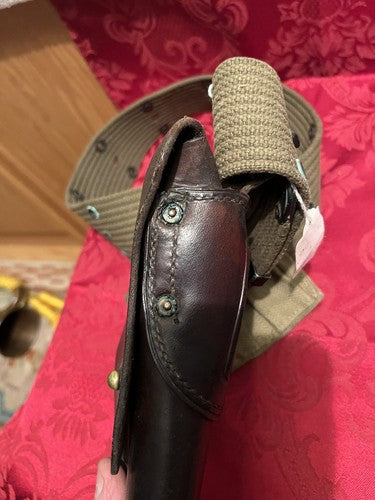WWII US Army 1942 Sears 1911 Leather Holster Boyle Ammo Pouch Canvas Belt Mint - Image 6