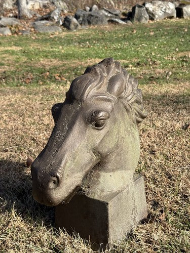 Vintage 1940s Cast Iron Large Horse Head Sculpture Greek Style Bust 38lb WWII