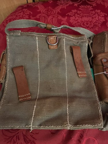 WW2 German MP44 STG44 Magazine Ammo Pouch Set Canvas Leather Yugoslavian-Made - Image 4
