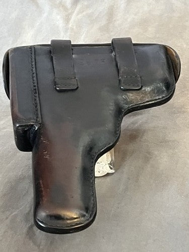 Original Belgian WW2 Browning Hi-Power P35 Black Leather Holster Mag Pouch 28739 - Image 6