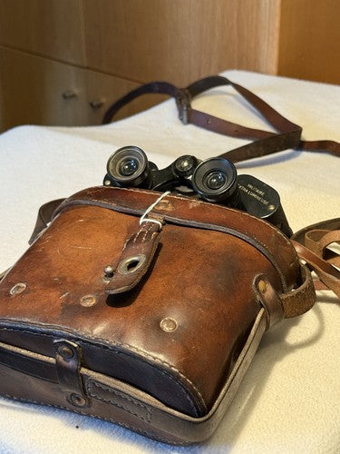 WW2 FRENCH MILITARY Binoculars Alce Paris Extra Lumineuse 1940 Leather Case - Image 3