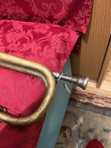 Early WW2 German Military Brass Trumpet Meinel + Herold Klingenthal Silver MP - Image 3