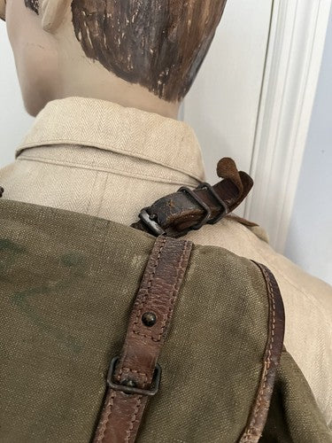 WW2 German Wehrmacht M34 Heavy Canvas Rucksack Backpack ID 2-Strap 2-Pocket - Image 3