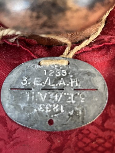 Original WW2 German Panzer Zinc Dog Tag 3.E./ L.A.H. Leibstandarte AH Unit 1233