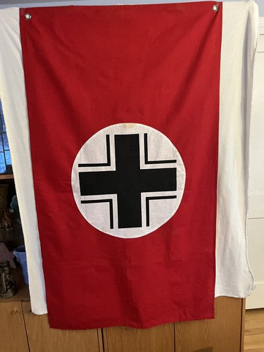 German WW2 1943-45 Deutschland Baltic Cross Vehicle ID Flag Cotton Linen Mint