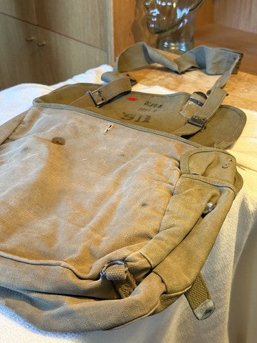 Original WW2 U.S. Army M1936 Musette Bag Field Pack 1943 Atlantic Products Corp - Image 8