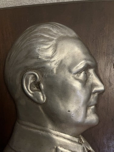 WWI German Fighter Ace Silver Alloy Plaque High Relief Walnut Hermann Goering - Image 2