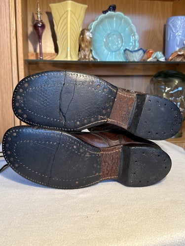 Original WW2 US Army Paratrooper Jump Boots Brown Leather Cap Toe Size 11.5 11 - Image 6