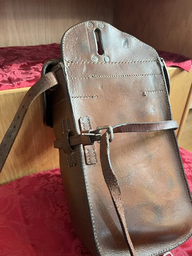 WW2 German Wehrmacht Cavalry Saddlebag Brown Leather JSO 1943 Eagle Stamped 5 - Image 2