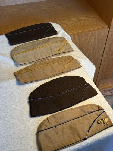 Lot 5 WW2 US Army & Army Air Corps USAAF Officer Garrison Overseas Caps Wool Tan