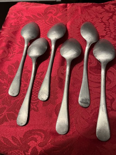 Six WW2 German Aluminum Dinner Spoons Wehrmacht Issue Reading Germany Mess Hall - Image 2