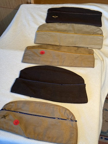 Lot 5 WW2 US Army & Army Air Corps USAAF Officer Garrison Overseas Caps Wool Tan - Image 9
