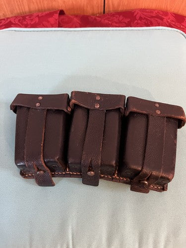 WW2 German Wehrmacht Black Leather K98 Mauser Ammo Pouch RB Nr 0/0671/0008