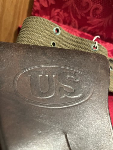 WWII US Army 1942 Sears 1911 Leather Holster Boyle Ammo Pouch Canvas Belt Mint - Image 9