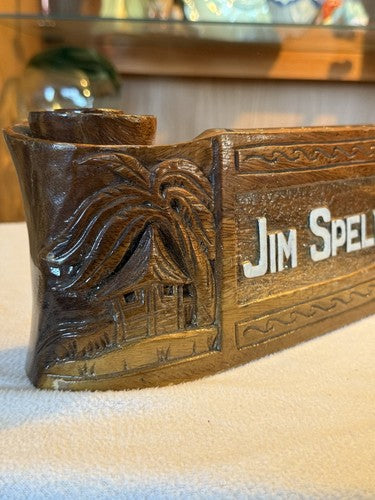 WW2 US Army Philippine Scouts Hand Carved Wood Desk Plaque Jim Spellacy AEC Mint - Image 3