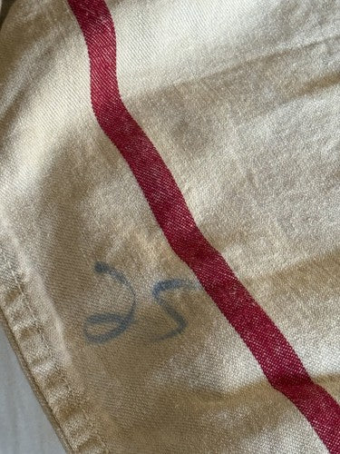 Vintage 1930s Swiss Military Linen Supply Bag Grain Sack KMV IMG Red Stripe Mint - Image 5