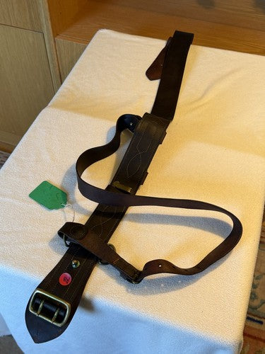 WW1 US Army Officer Sam Browne Belt & Cross Strap Russet Leather Brass Original