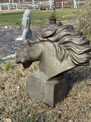 Vintage 1940s Cast Iron Large Horse Head Sculpture Greek Style Bust 38lb WWII - Image 5