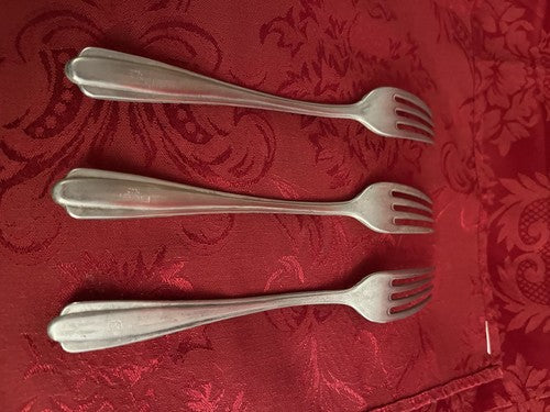 4 German Army Wehrmacht Mess Hall Field Forks Aluminum HEER 1940 WWII Original - Image 2