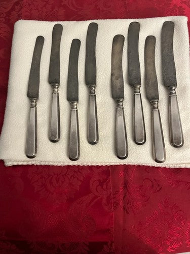 8 Rare Vintage German WW2 Dinner Knives WMF Cutlery 10" Wurttembergische Metall