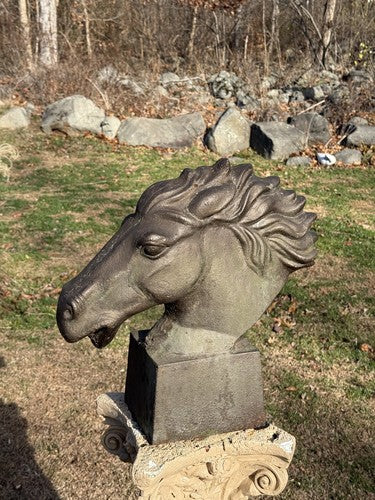 Vintage 1940s Cast Iron Large Horse Head Sculpture Greek Style Bust 38lb WWII - Image 8