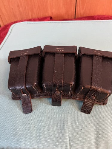 Original WW2 German Wehrmacht Black Pebbled Leather K98 Mauser Ammo Pouch O/0448 - Image 10