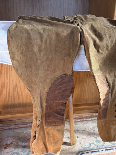1930s German Wehrmacht Breeches Brown Twill Jodhpurs Suede Knees Size 34 Hunting - Image 4
