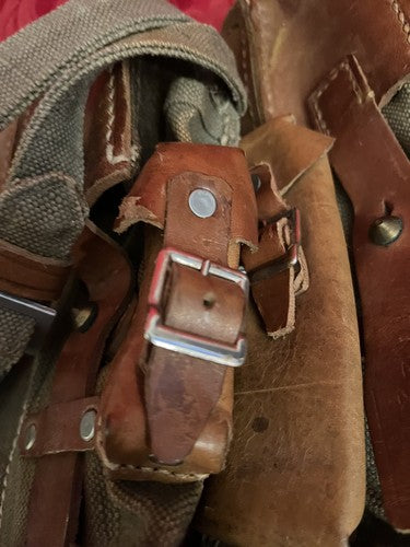WW2 German MP44 STG44 Magazine Ammo Pouch Set Canvas Leather Yugoslavian-Made - Image 8