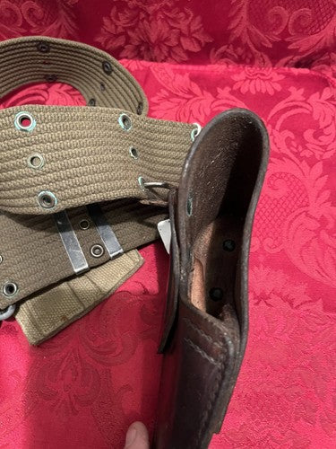 WWII US Army 1942 Sears 1911 Leather Holster Boyle Ammo Pouch Canvas Belt Mint - Image 5