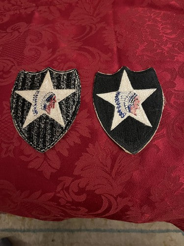 WW2 US 2nd Infantry Division Indian Head Sleeve Patches D-Day Battle of the - Image 2