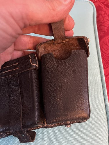 Original WW2 German Wehrmacht Black Pebbled Leather K98 Mauser Ammo Pouch O/0448 - Image 9