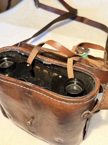 WW2 FRENCH MILITARY Binoculars Alce Paris Extra Lumineuse 1940 Leather Case - Image 9