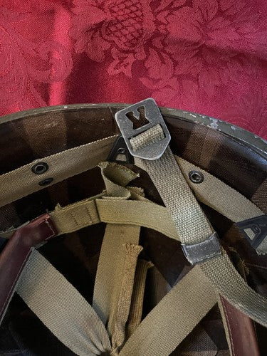 Original WW2 US GI Front Seam M1 Combat Helmet Swivel Bale Mint Liner Chin Strap - Image 3