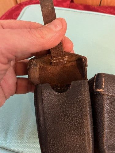 Original WW2 German Wehrmacht Black Pebbled Leather K98 Mauser Ammo Pouch O/0448 - Image 8